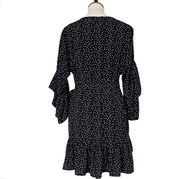 Dress‎ Forum Women's Navy Ruffle Sleeves Polka Dot Dress Size Medium - Picture 3 of 7